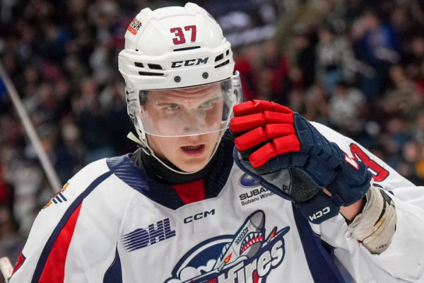 Илья Протас попал под жесткий силовой прием в матче АХЛ — ВИДЕО