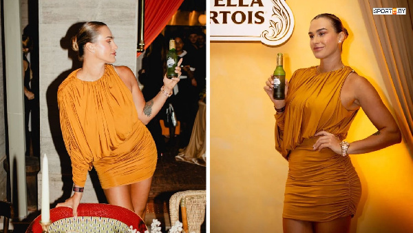 Соболенко в горчичном платье сходила на вечеринку пивного бренда